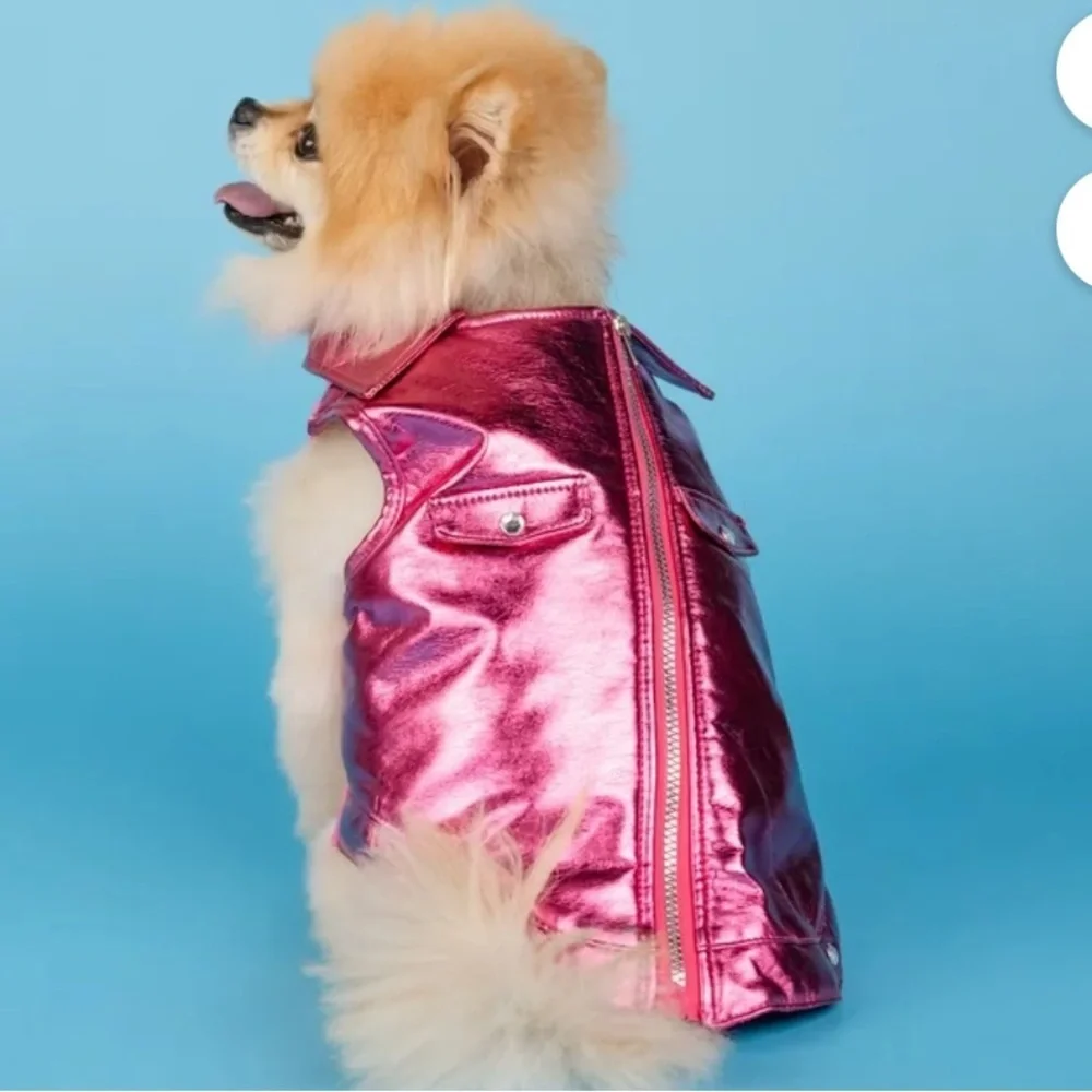 NWT Doggy Parton metallic Moto dog jacket L